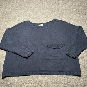 Nina Kendosa Sweater Womens XL Oversized Blue Paris Casual Minimalist Pocket